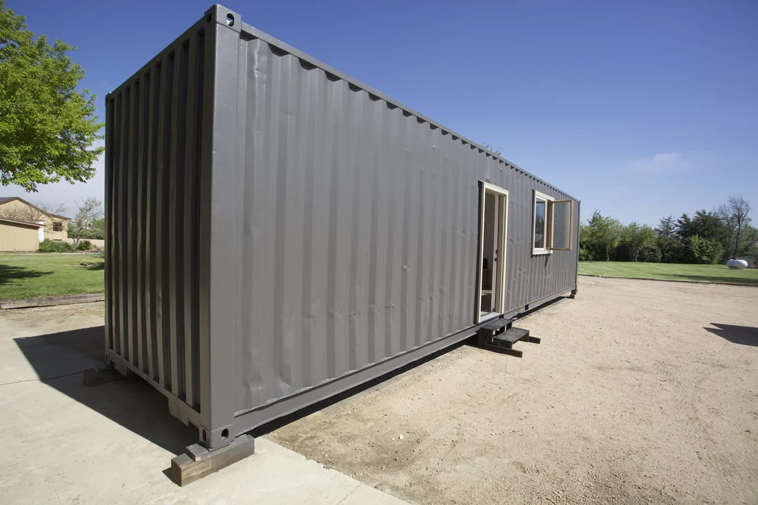 Based on a 40 ft (12 m)-long high cube container, the home can run on or off-the-grid