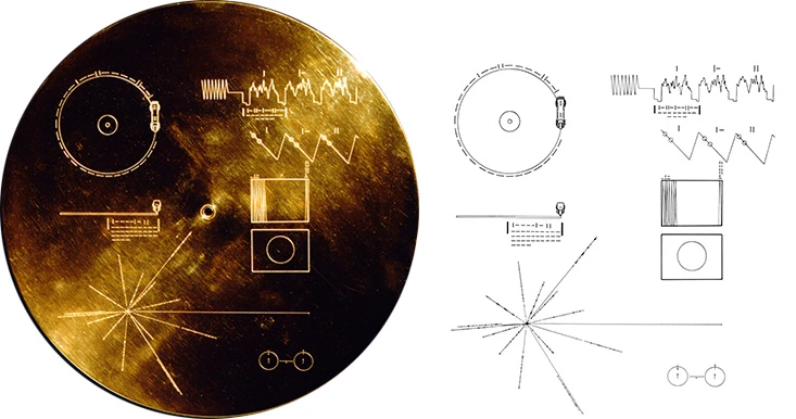 Voyager record cover and diagram
