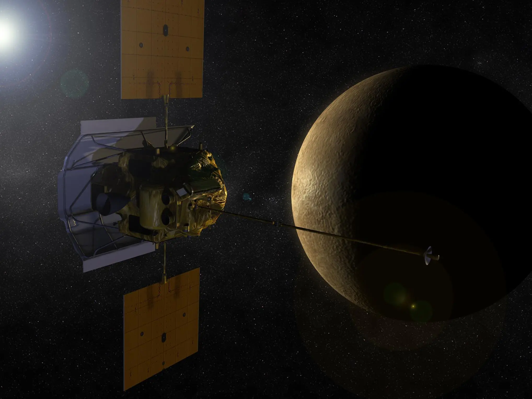 Artist's impression of MESSENGER in orbit around Mercury