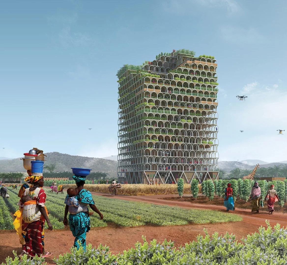 The Mashambas Skyscraper is conceived as a "moveable" (i.e easy to disassemble, transport in pieces and re-build) educational center for Africa's poorest areas