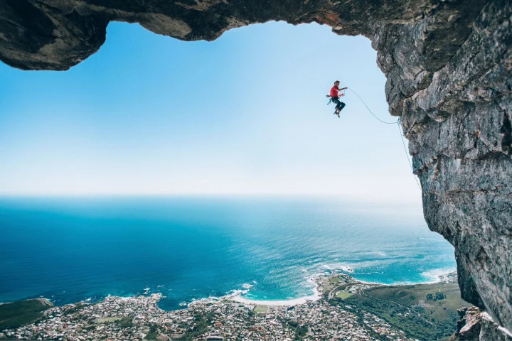 Photographer Micky Wiswedel snapped climber Jamie Smith airborne above Cape Town to win the "Wings " category of the Red Bull Illume Image Quest in 2016