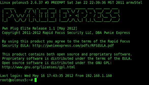 The Power Pwn runs the Debian 6 instance of Linux