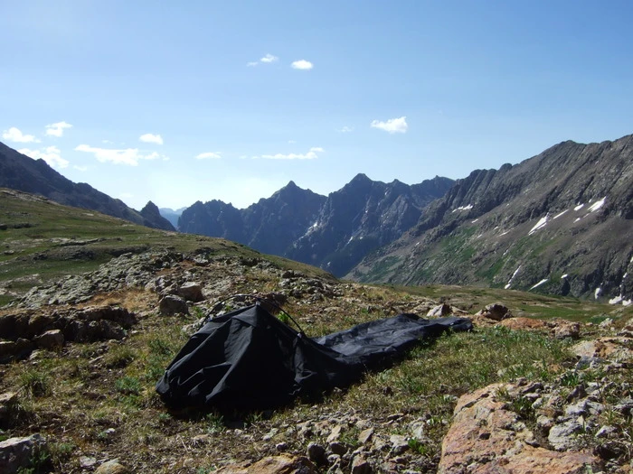 Use the Alpine Hammock as a bivy when trees are not available