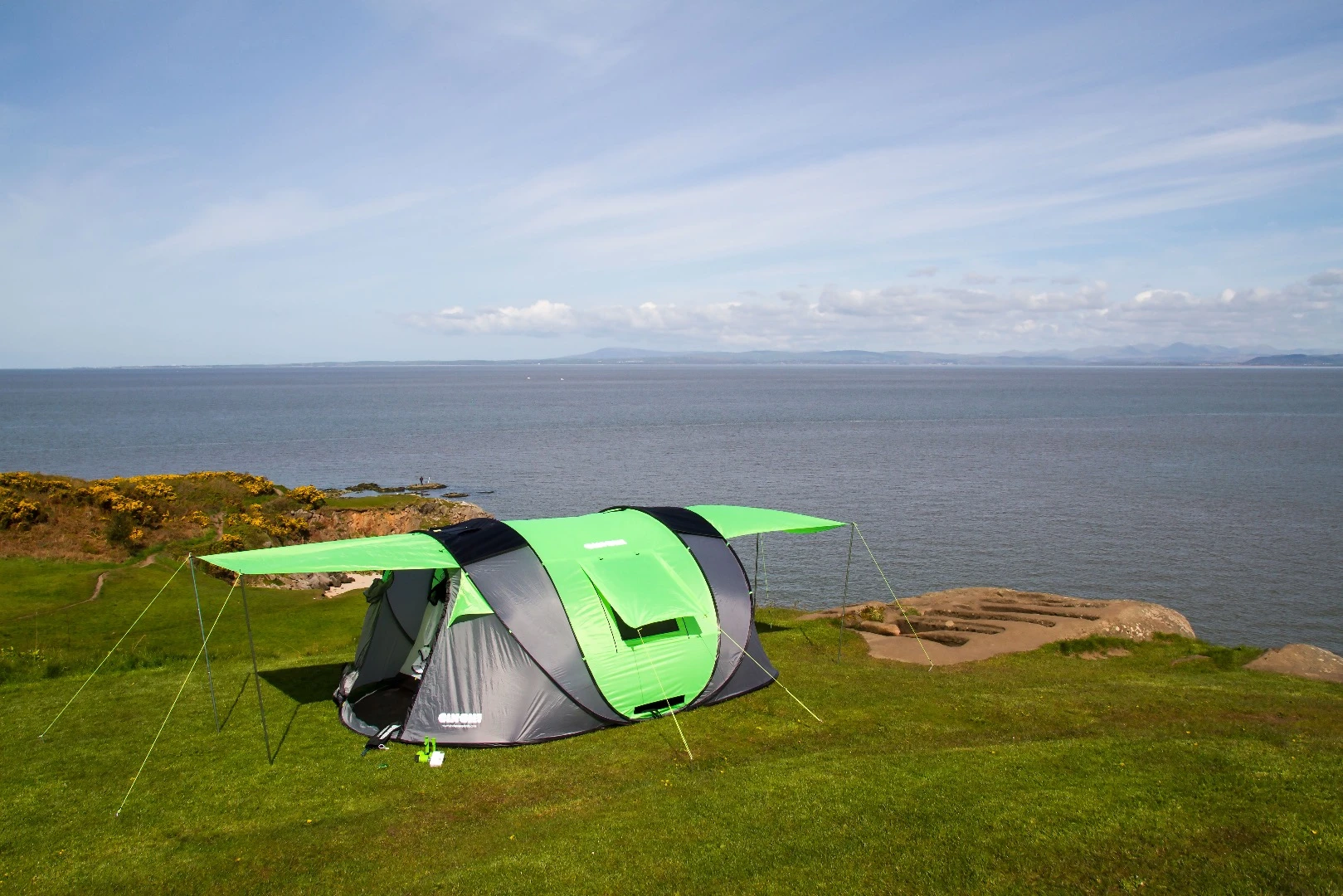 The Cinch tent uses an integrated fiberglass pole system to pop into shape