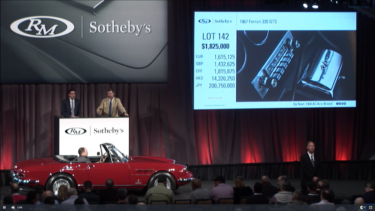 $2,012,500 | 1967 Ferrari 330 GTS by Pininfarina | Auction Link: RM-Sotheby's