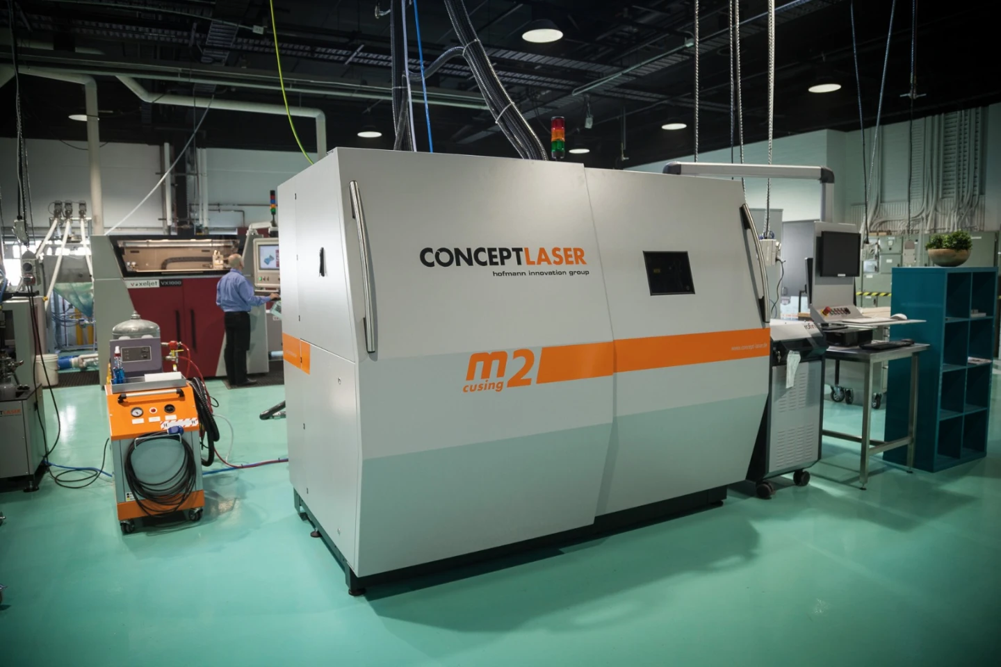 Concept Laser M2 machine - higher fidelity than the Arcam machine, but it takes longer to print