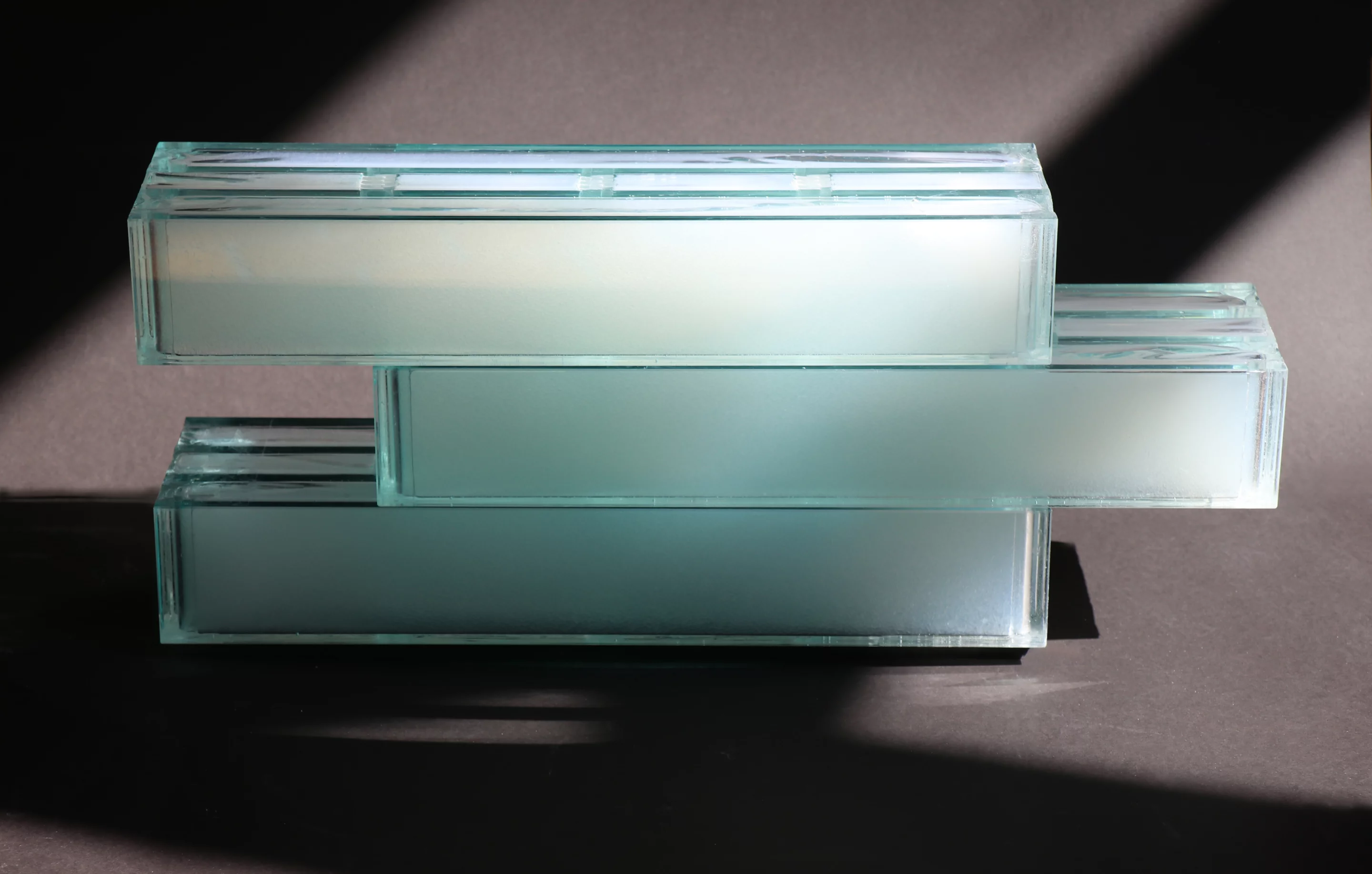 The translucent bricks can be stacked and bonded together