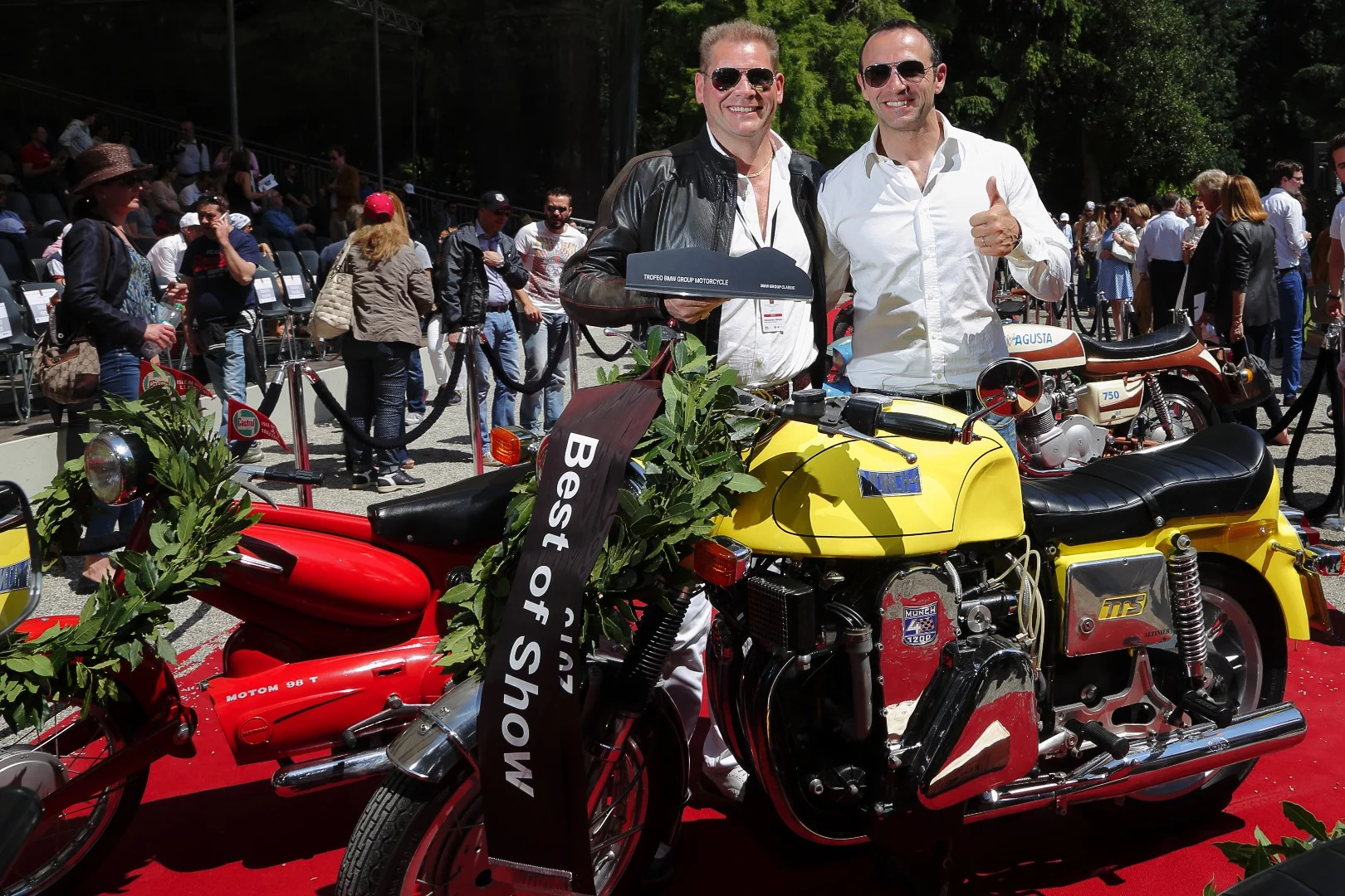 The Trofeo BMW Group for the best in show motorcycle at the Concorso d'Eleganza Villa Erba, as selected by the jury, went to a 1973 Münch-4 TTS-E, the fuel-injected variant of the bike that in its day was the largest capacity and most powerful motorcycle in series production. The bike is owned by Italian Alessandro Altinier.