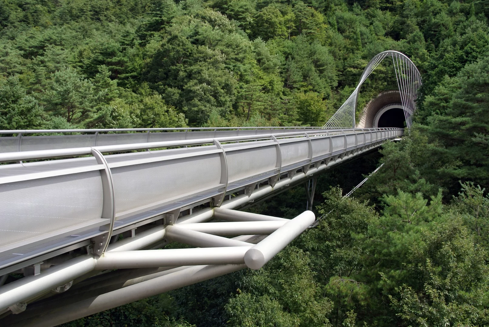 The massive Miho Museum is situated near Kyoto in Japan. Built in 1997 the vast majority of this structure is underground as Pei’s design is burrowed into the hilly landscape (Credit: 663highland (CC BY SA 3.0))