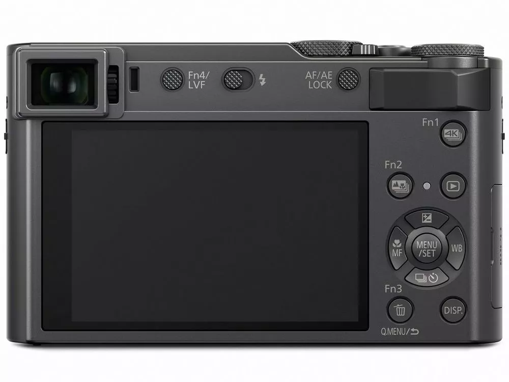 To the rear, the Lumix DMC-ZS200 features a 0.21-inch Live View Finder and 3-inch touchscreen display panel