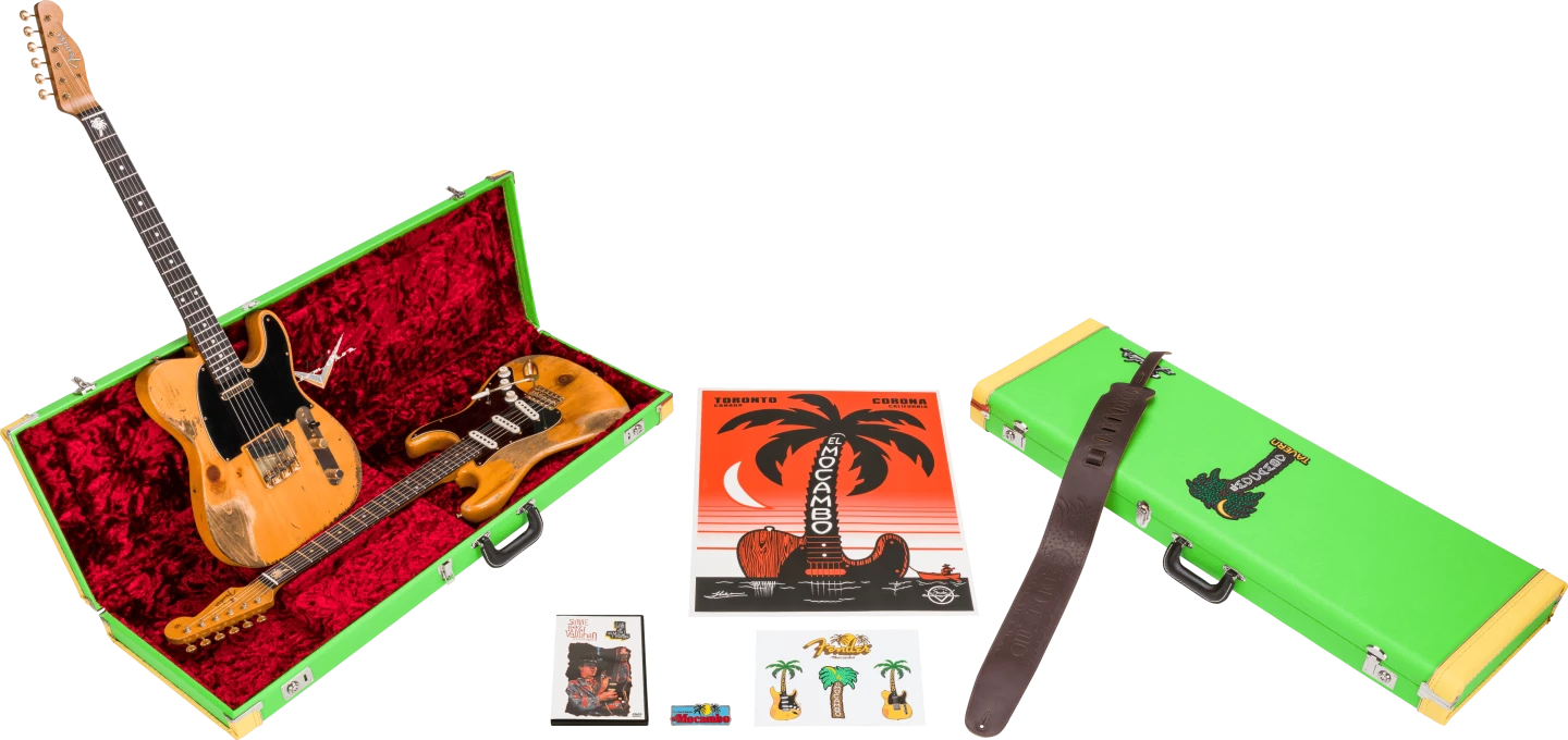 Th El Mocambo guitars come as a pair and are shipped with hard cases, a "collectible case candy kit" and certificate of authenticity