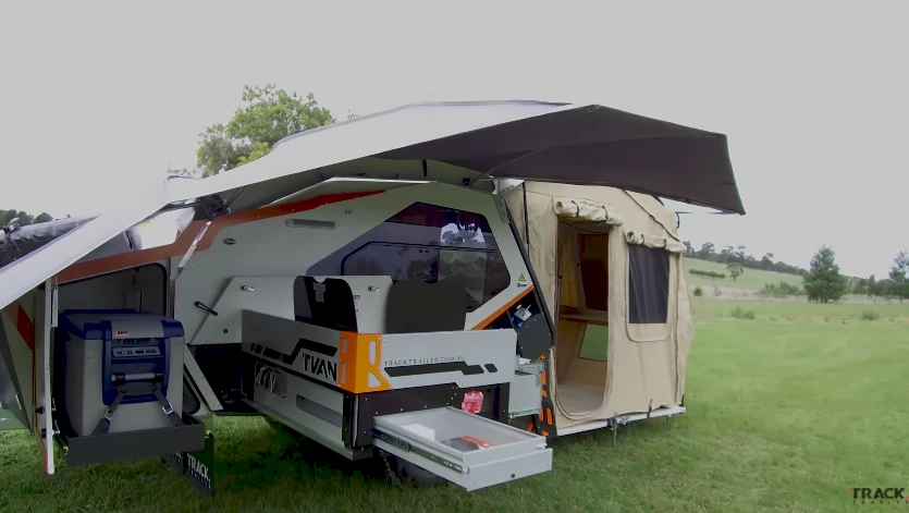 The Tvan MK5 can be outfitted with one or two front fridge lockers