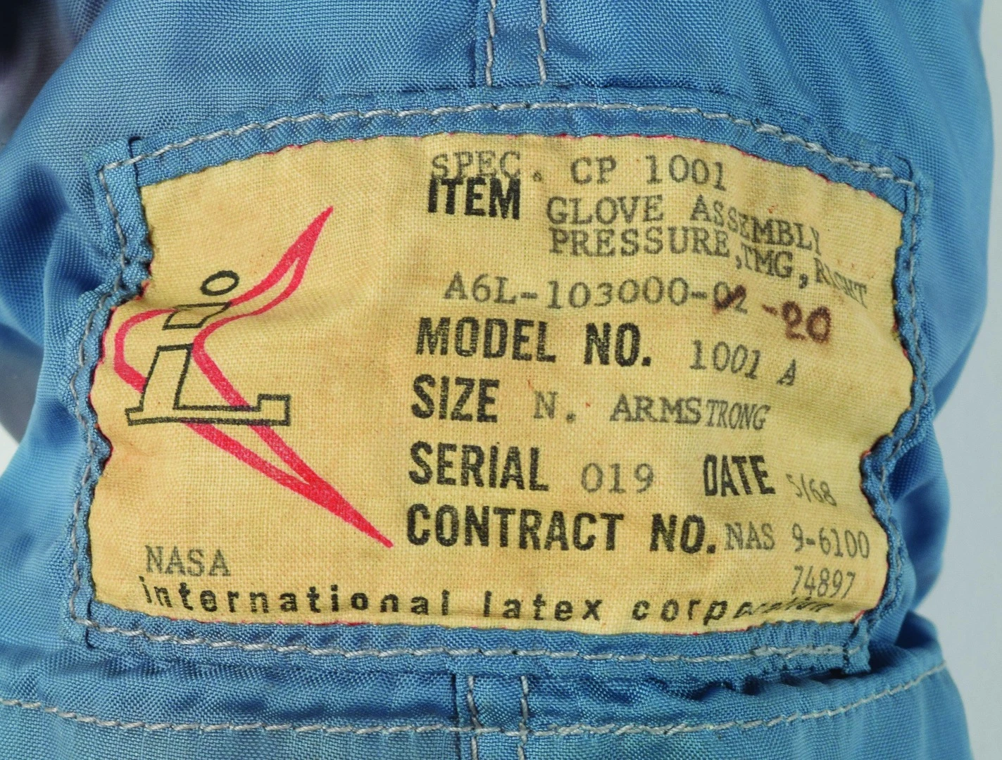 Neil Armstrong glove label