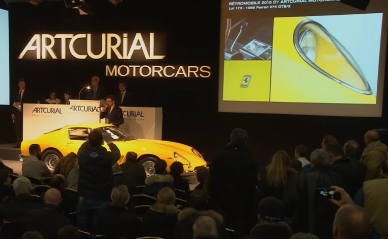 Another car with a spectacular French cinema provenance to cross the auction block at Artcurial's Friday auction was a 1966 long nose Ferrari 275 GTB/2 originally owned by Roger Vadim and subsequently by Jane Fonda.