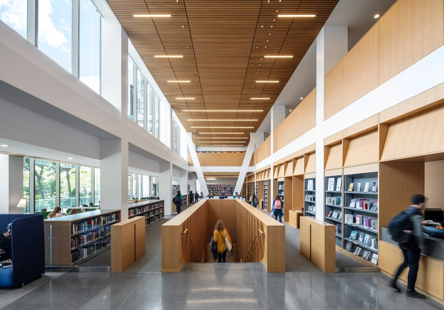 Barnard College - The Milstein Center is peppered with study spaces as well as creative, exploratory learning centers and service points