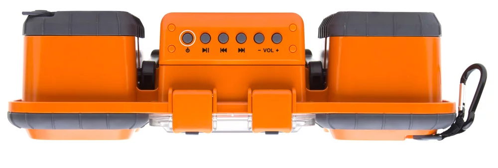 There are device control buttons on the top and the Eco Terra has been designed to play audio with the waterproof clear shell closed or open