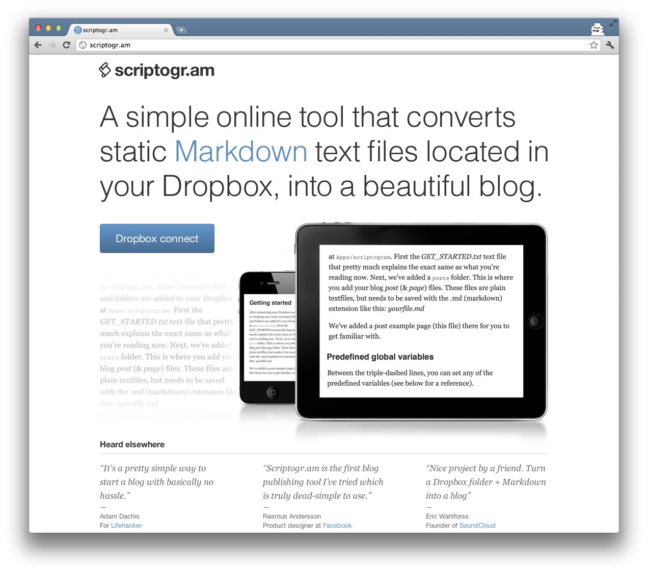 The scriptogr.am front page