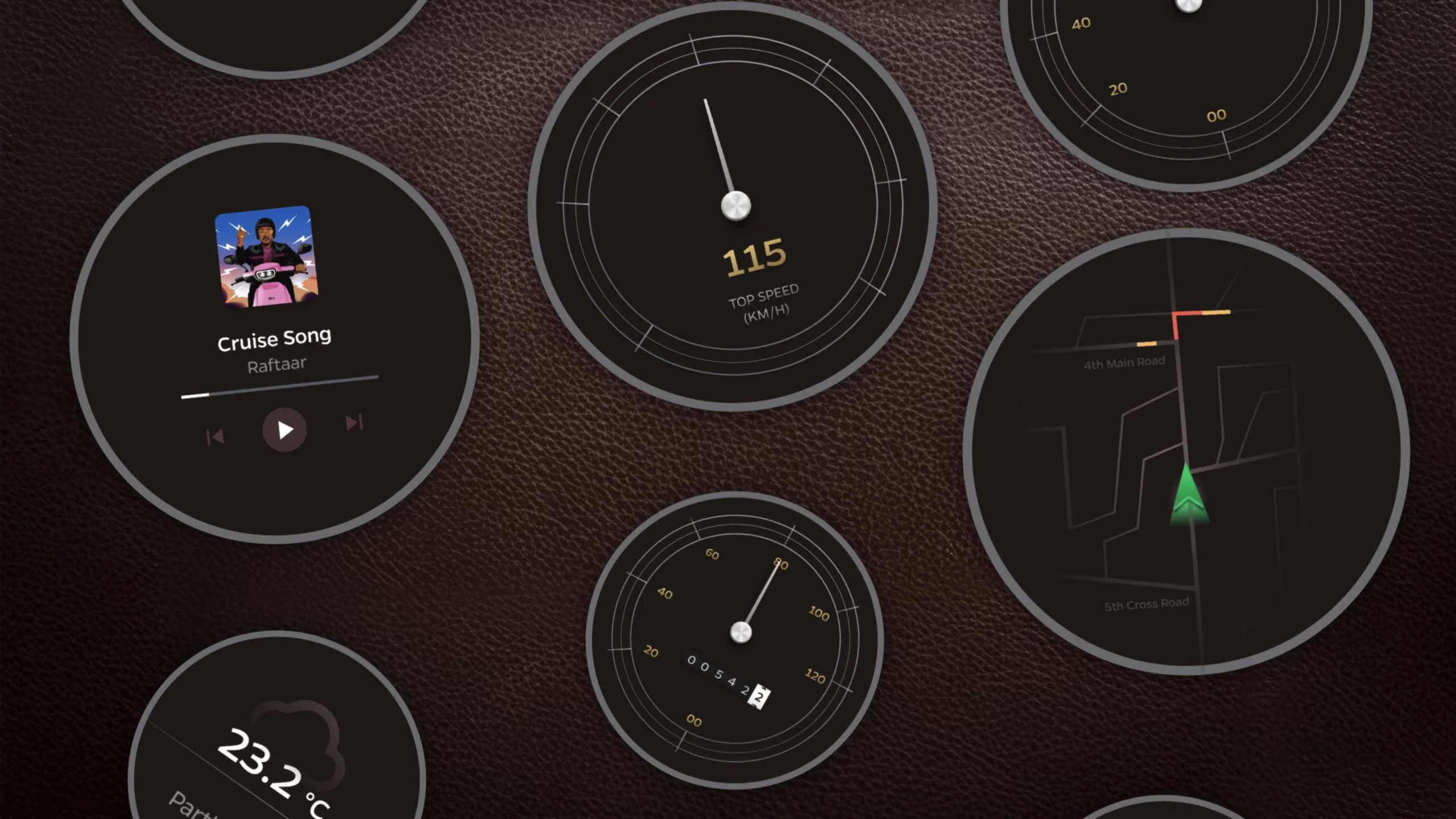 The standard dash can be augmented with a range of widgets, designed to match each mood, offering a wide range of handy information and controls