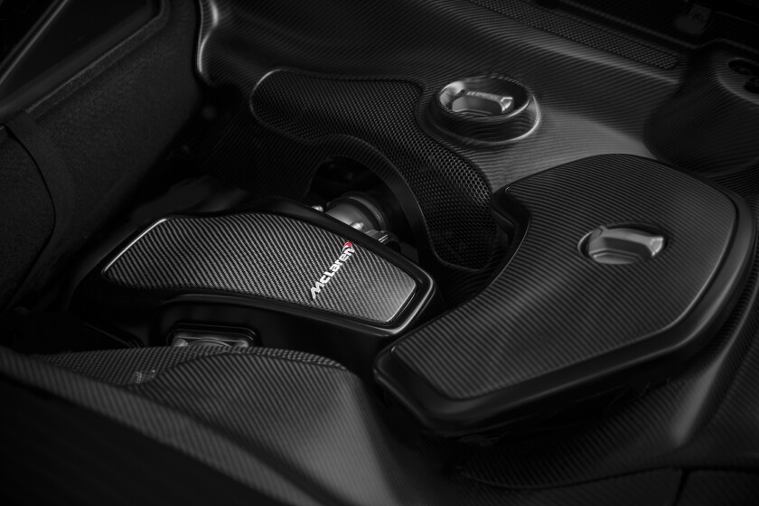 The MSO team has seen fit to throw in satin black engine covers and apply a satin finish to the remaining carbon fiber components in the space where the 650S' 641 hp twin-turbo V8 resides