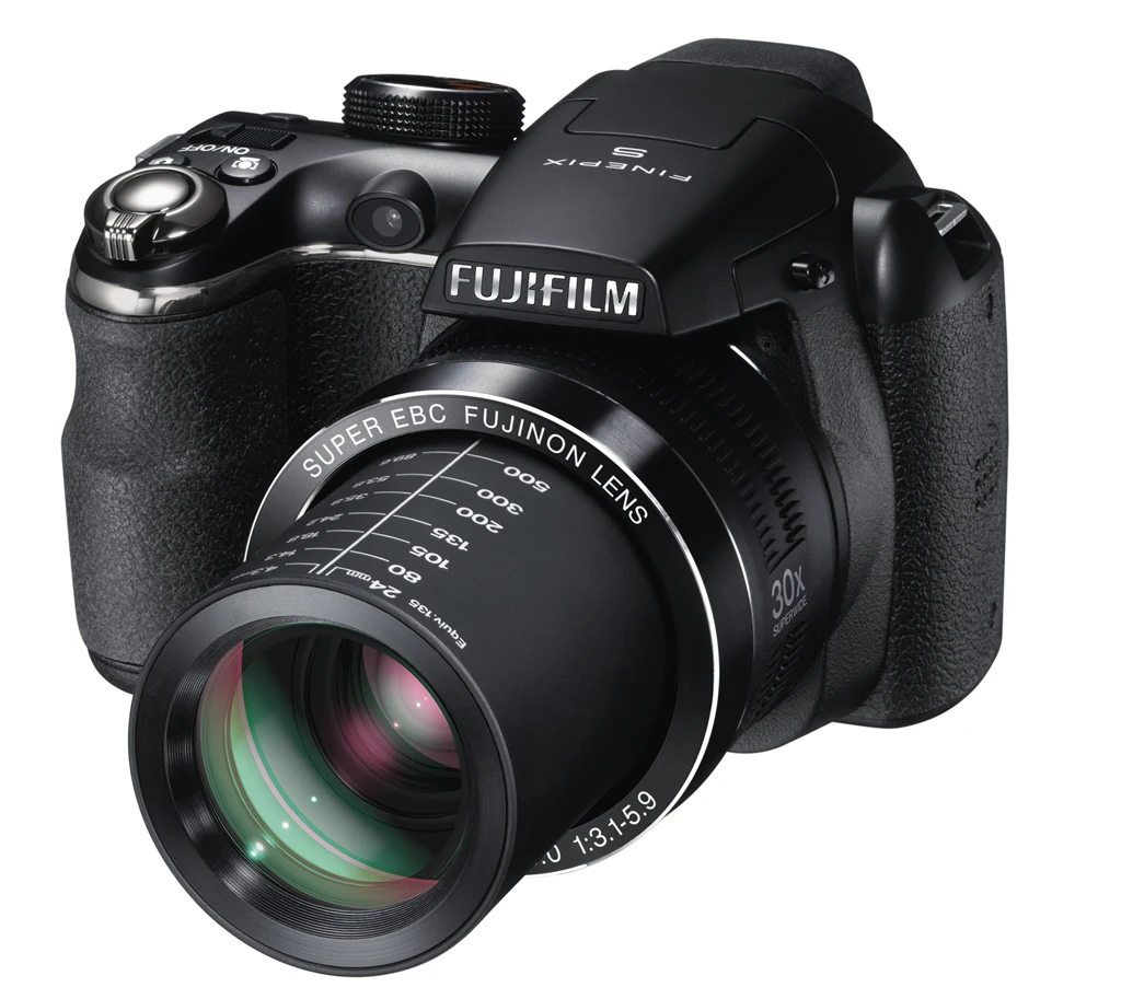 The Fujifilm FinePix S4500 with lens open