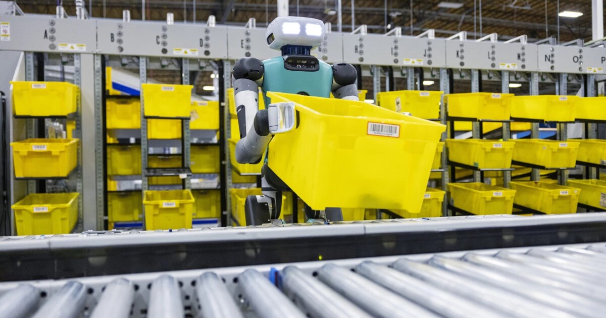 Long, lanky humanoid robots get to work at Amazon facility