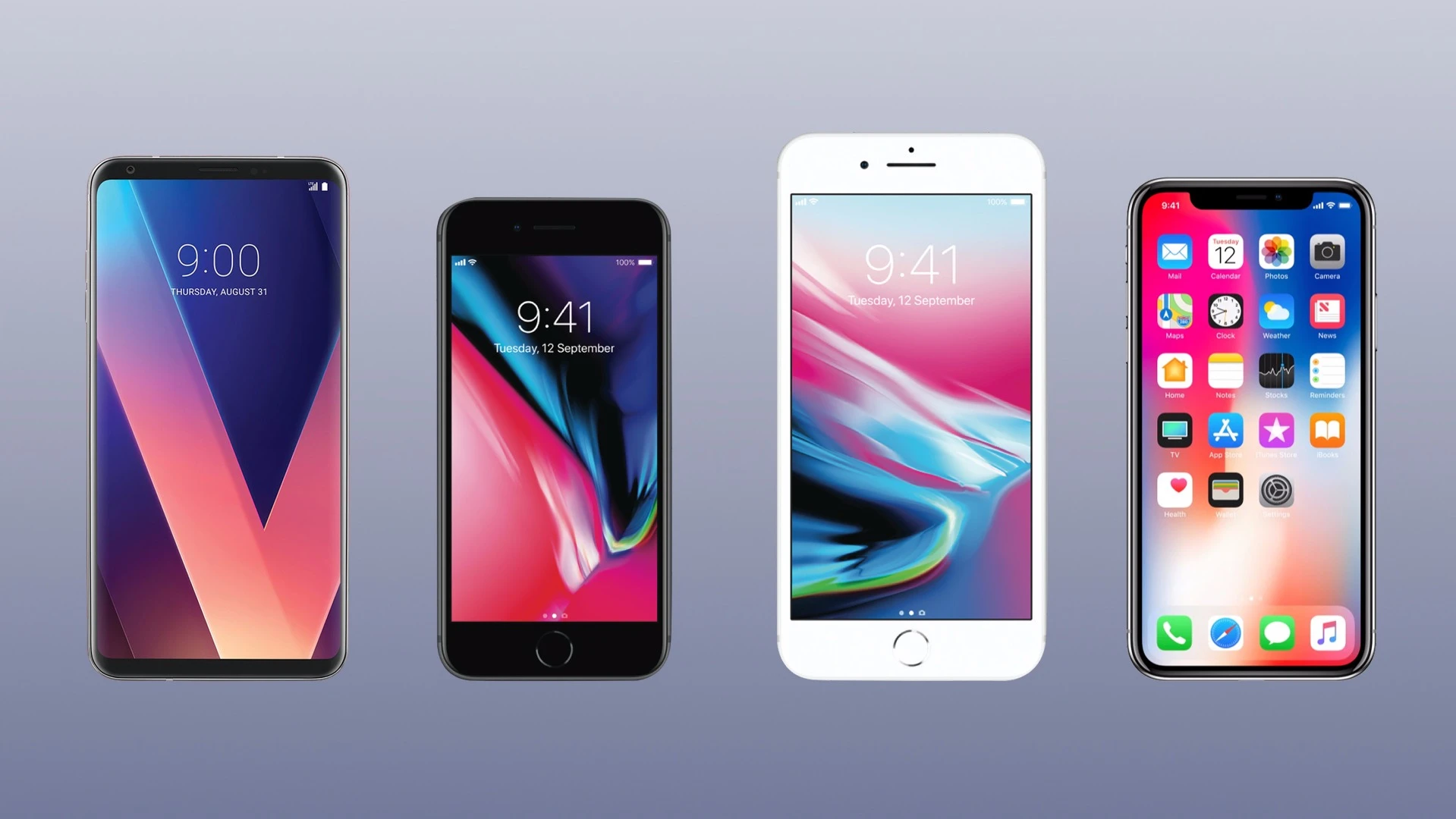 New Atlas compares the specs and features of the LG V30, iPhone 8, iPhone 8 Plus and iPhone X