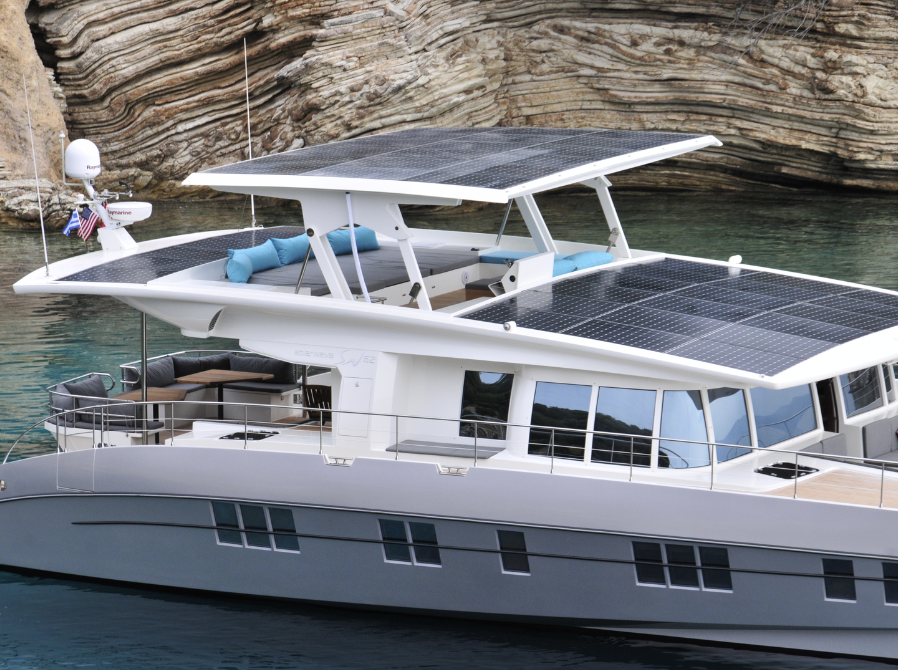 The Solarwave 64's battery bank provides enough energy for it to cruise on zero emissions