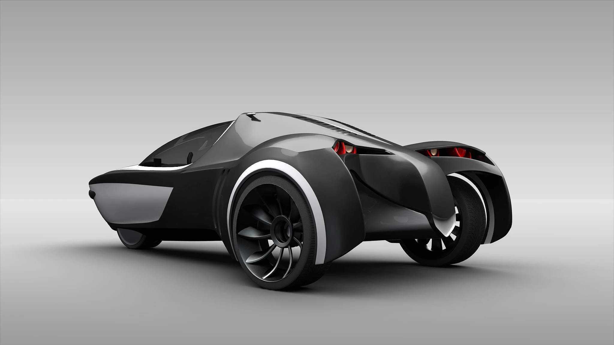 The rear wheels act as propeller blades when in the water