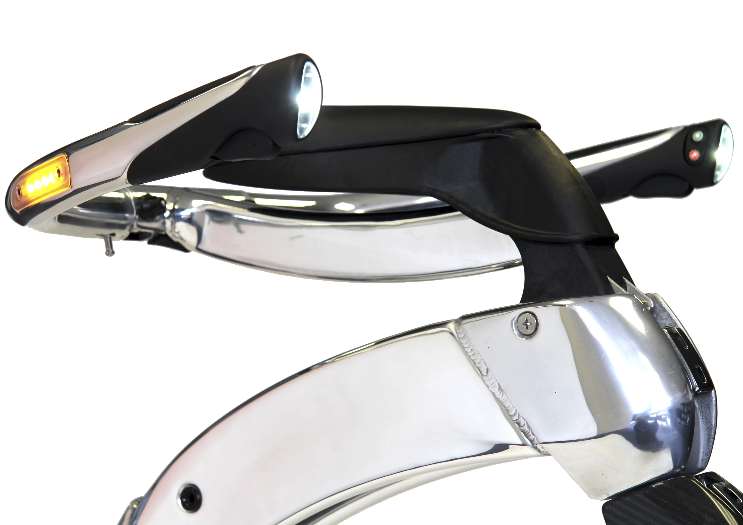 The Yikebike is a miniature, electric penny farthing made of carbon fiber capable of 25km/h (15 mph) with a range of 10 km or 20 km if you carry a spare battery