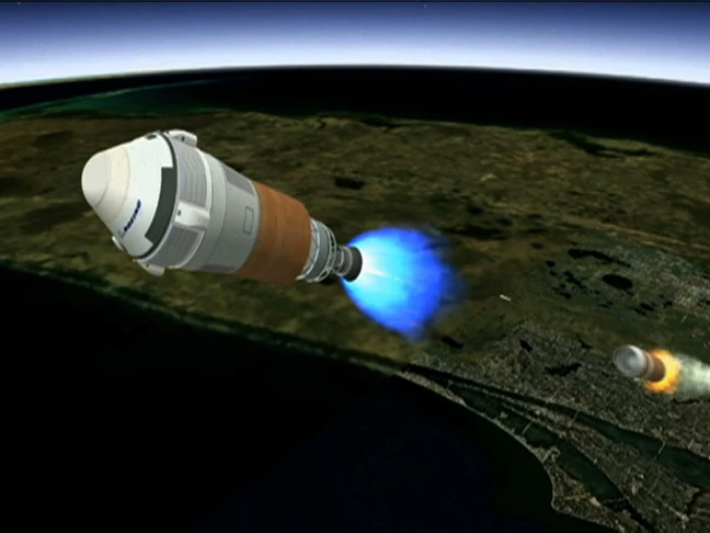 Artist's concept of the CTS-100 and the Atlas V upper stage