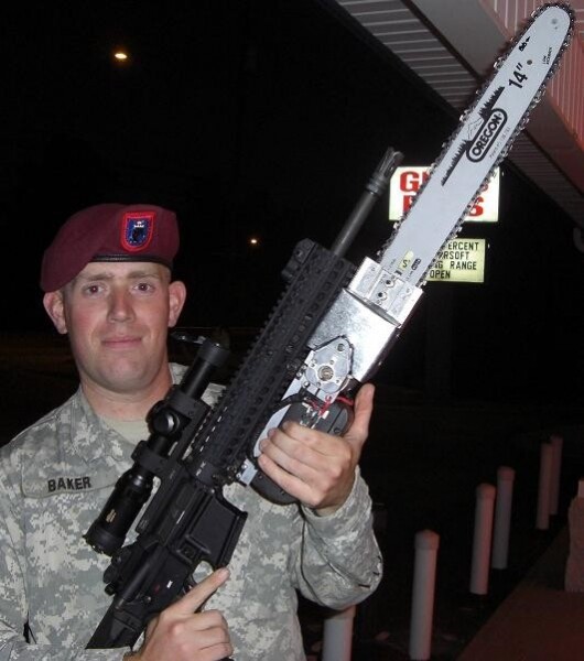The AR-15 with chainsaw bayonet