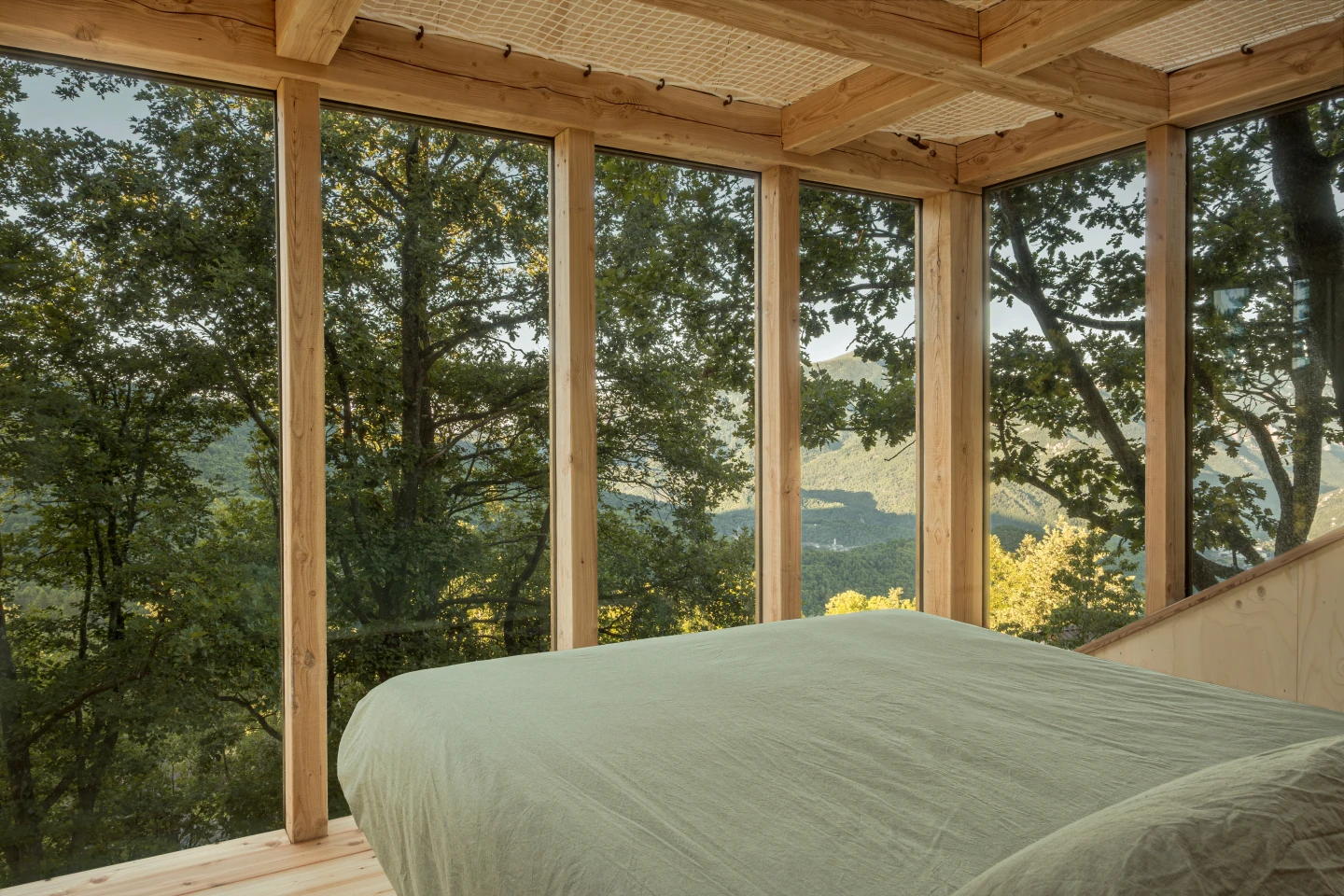The TreeBox's bed is positioned to make the most of the view
