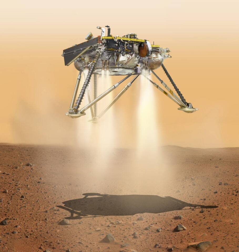 Artist's impression of InSight touching down on Mars