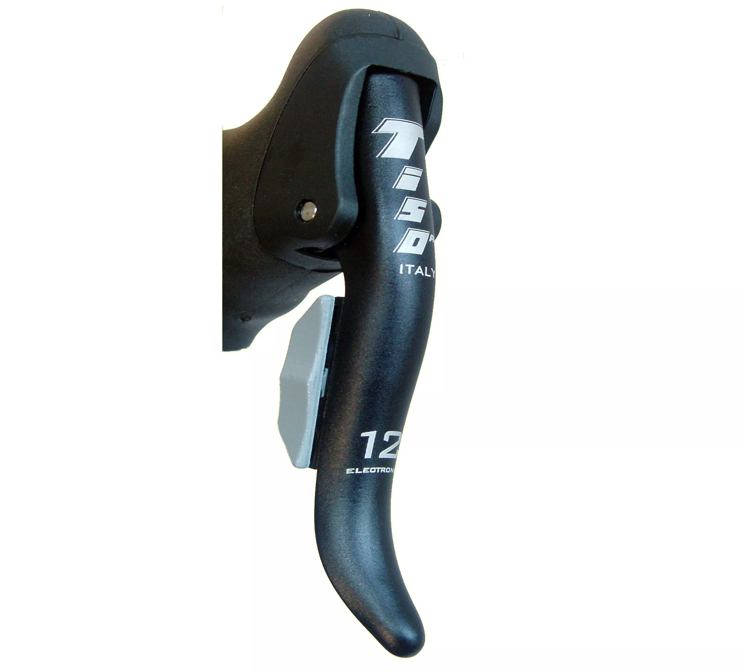 The Tiso system incorporates rocker-switch style brake lever-mounted shifters