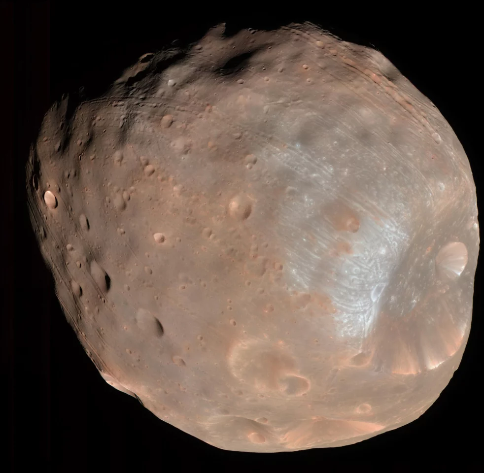Phobos is being torn apart as it spirals in toward Mars