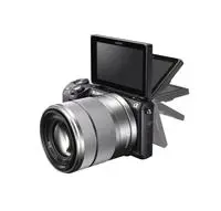 The touchscreen on the Sony NEX-5R tilts upwards 180 degrees and downwards 50 degrees