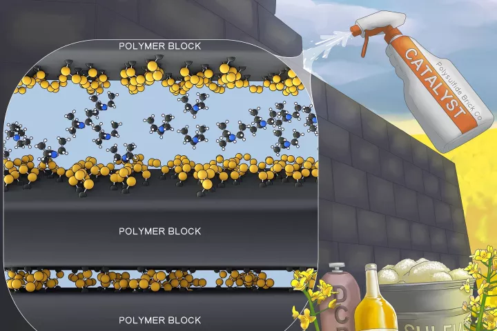 An artist's impression of the new polymer bricks, which form their own mortar when a sprayable catalyst is applied