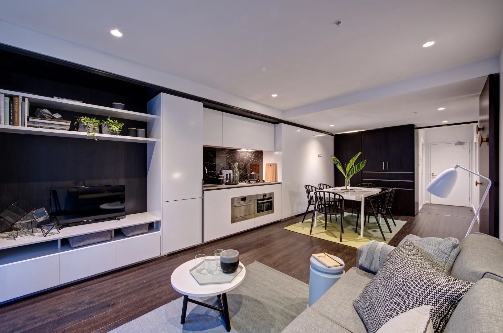 The Convertible Spaces approach is aimed at providing open-plan living, but with functional areas like corridors able to become usable living and bedroom areas