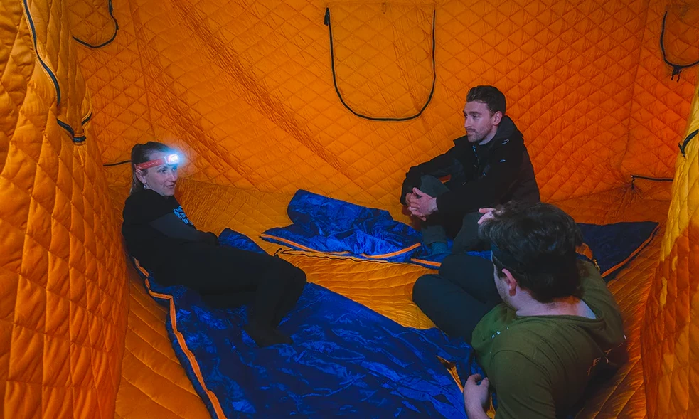Keeping cozy inside the Insulated cabin