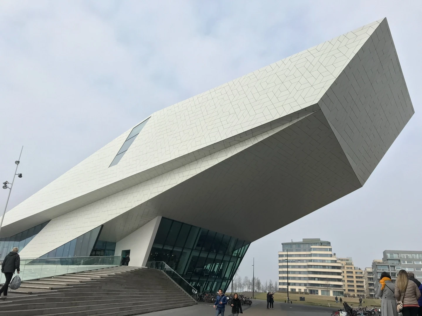 The EYE Filmmuseum designed by Delugan Meissl Associated Architects is the Netherlands' national film museum. Its white roof is meant to symbolize cinematography