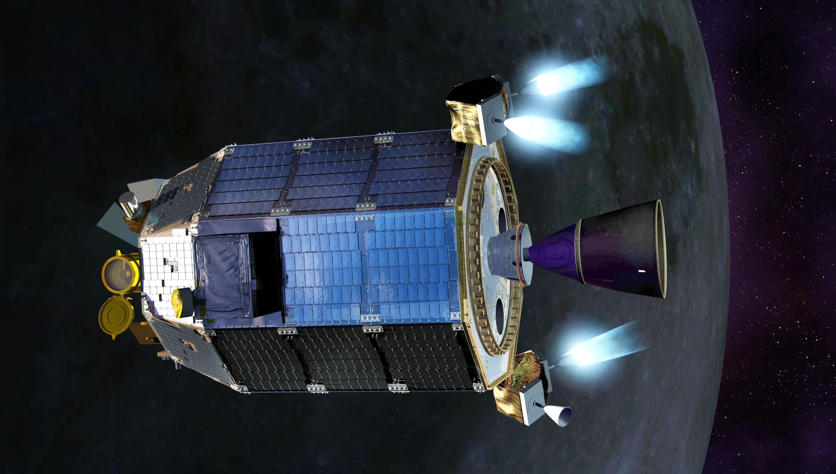 Artist's concept of LADEE firing attitude trhuster(Image: NASA)