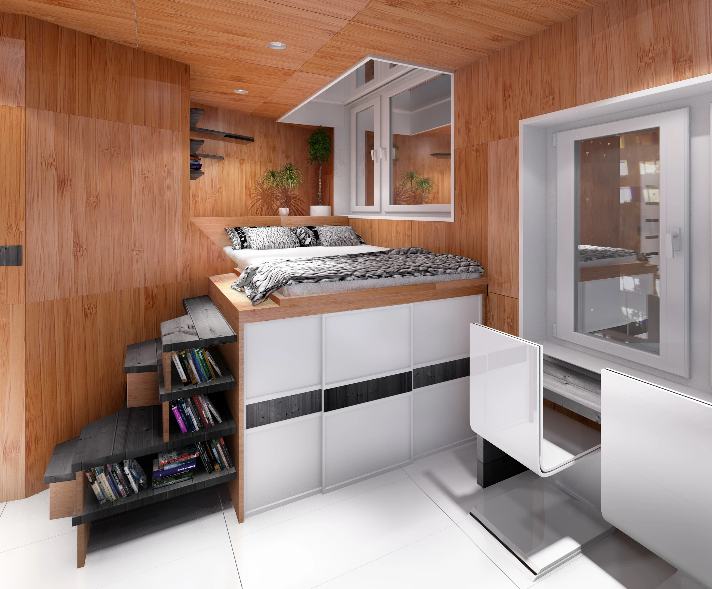 Interior shot of the raised sleeping area (Image: DesignDevelop)