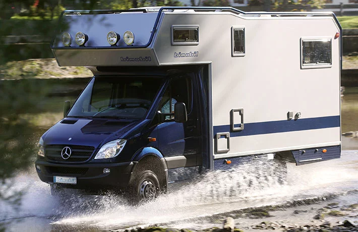 Shown here on a second-generation Sprinter, the Bimobil LBX 365 will be another of the first MBAC-equipped motorhomes