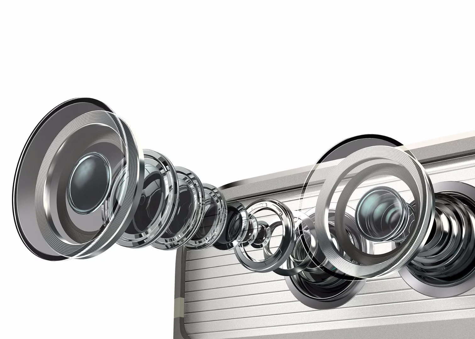 The phone combines two 12 MP camera lens, one color and one monochrome