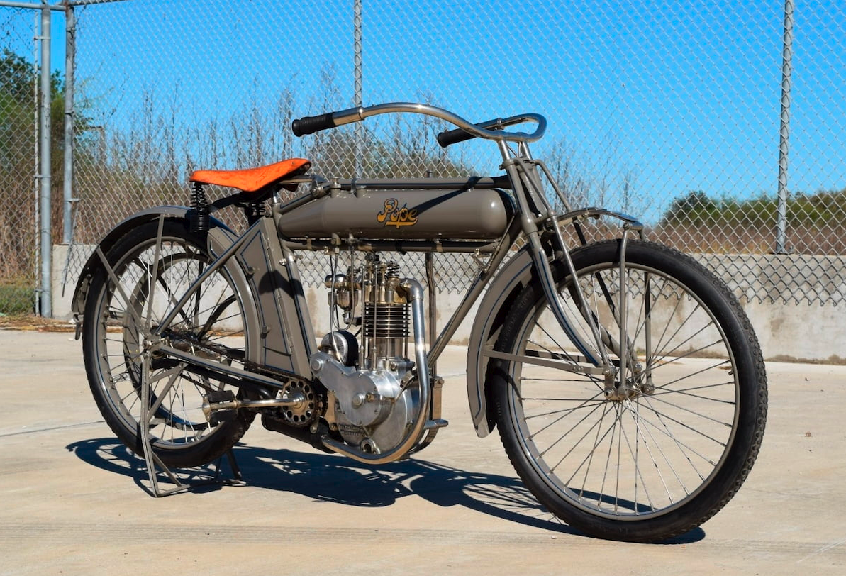 This 1914 Pope Model K has had an interesting life, being owned by the late Steve McQueen and being purchased by the well known collector E.J. Cole at the Steve McQueen Estate Auction at Las Vegas' Imperial Palace in November 1986. When E.J. Cole sold his collection in March, 2015, this bike sold for $137,500 which made it 120th in the list of the highest prices ever fetched by a motorcycle at that time. It looks identical to three years ago, but sold for $55,000 this time around, dropping an astonishing $82,500 in 34 months. Ouch!
