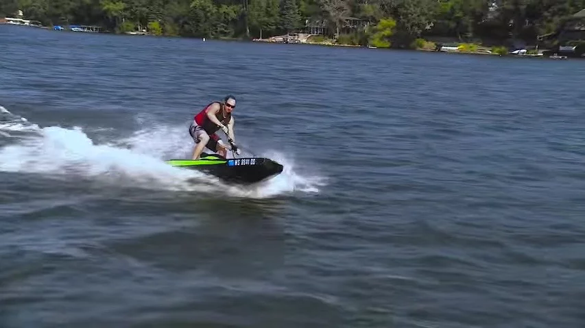 The BomBoard modular PWC in action on a lake