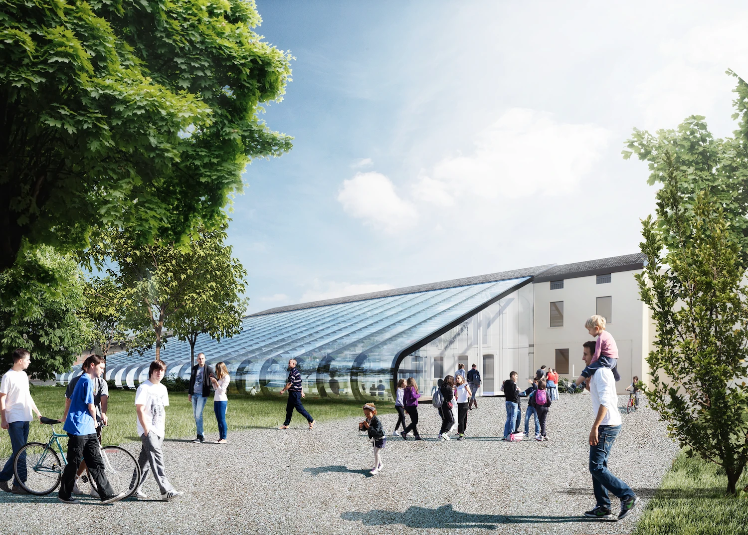 The design of the factory is the result of an architectural competition