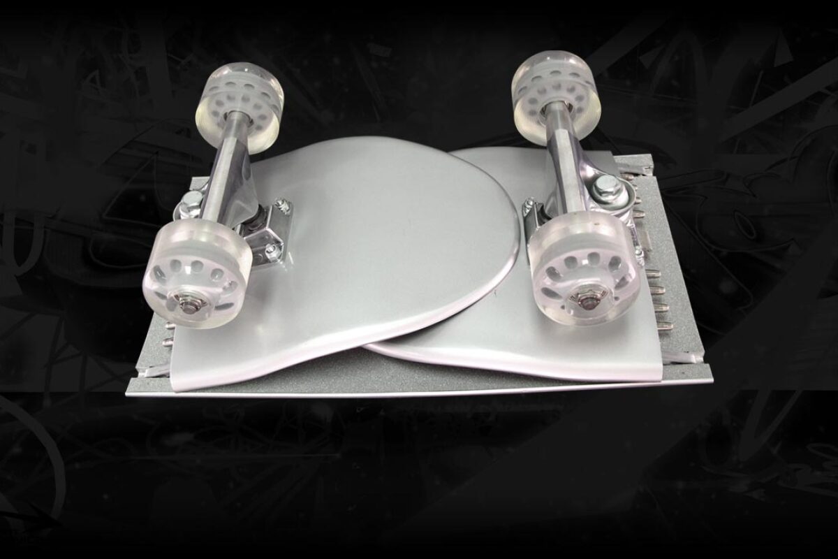 Snap folding skateboard slides in your backpack for easy transport