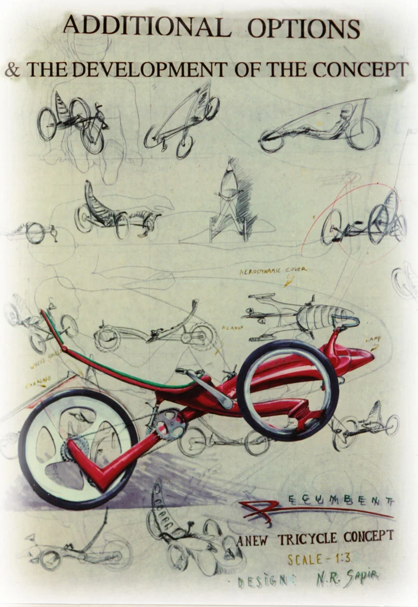 One of Sapir's earlier designs was a recumbent trike