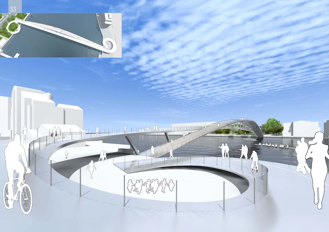 A bridge with two spans and see-through fencing (Image: NEP Bridge Competition)